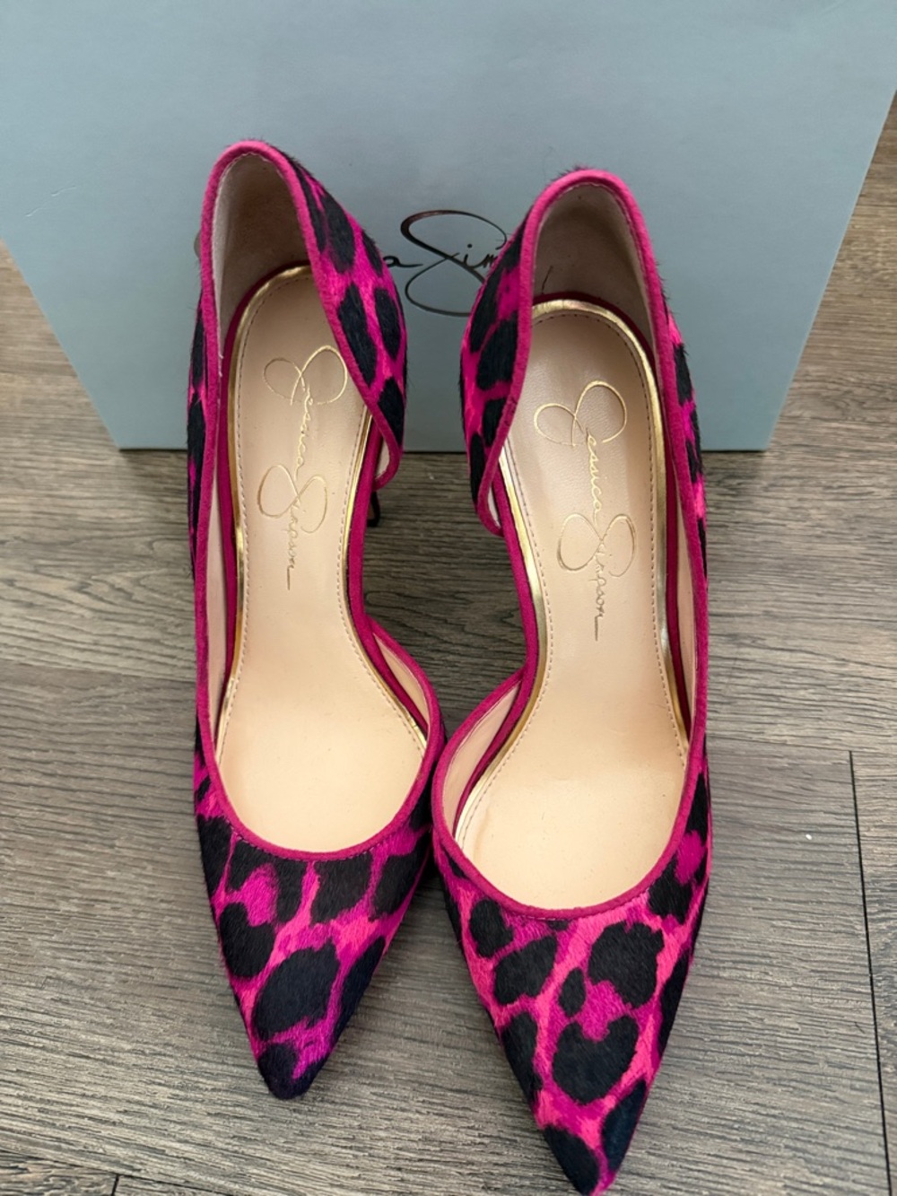 Jessica Simpson Hot Pink and Black Leopard Print Pointed Pump - Picture 4 of 4